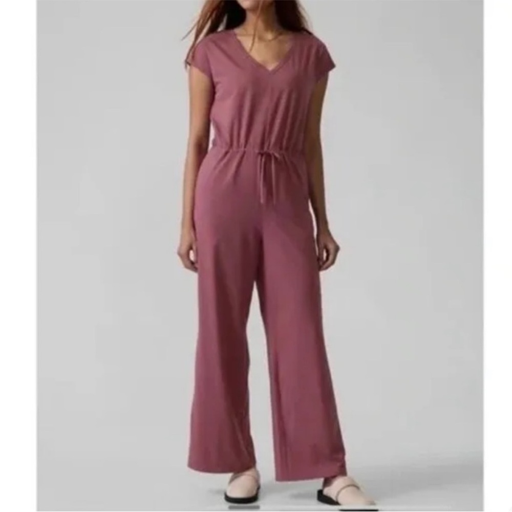 NWT Athleta Willow V-Neck Drawstring Wide-Leg Jumpsuit